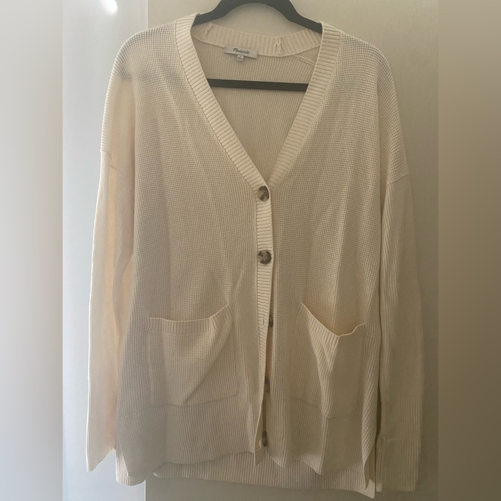 Madewell - Cream oversized lightweight knit cardigan